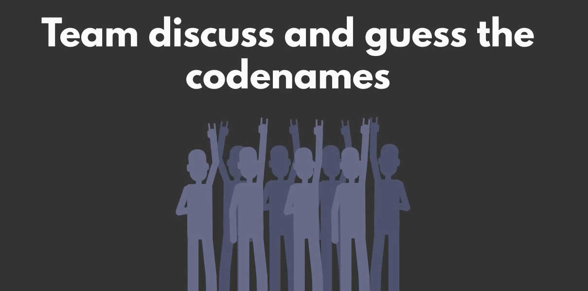 Teams discuss codenames clues