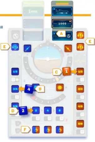 Dice placement in Sky Teams board game