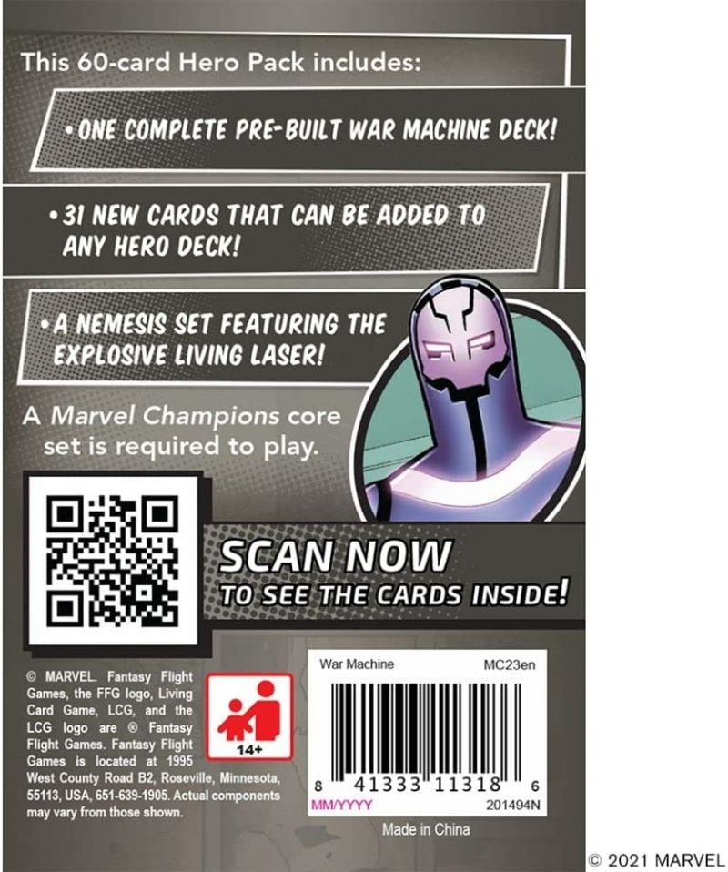 Find out about Marvel Champions The Card Game Warmachine Hero Pack